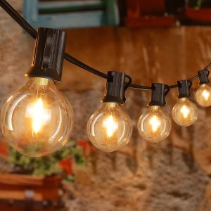 Ollny 100FT Outdoor String Lights, Waterproof Connectable Shatterproof Outside Light with 50 Edison + 3 Spare LED Bulbs Plug in, Patio Lights for Indoor Balcony Porch Camping Deck