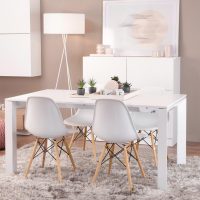Furmax Modern Style Dining Chair Mid Century Modern DSW Chair, Shell Lounge Plastic Chair for Kitchen, Dining, Bedroom, Living Room Side Chairs Set of 4(White) - Image 2