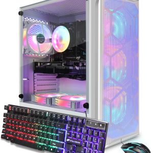 STGAubron Gaming PC Computer Desktop, Intel Core i7 8th Gen up to 4.1G, GeForce RTX 3050 6G, 16G DDR4, 512G SSD, WiFi 6, BT 5.2, RGB Fan x6, Windows 11 Home