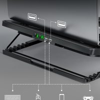 Kootek Laptop Cooling Pad, Laptop Cooler with 5 Quiet Fans for 12"-17" Computer PC Notebook Gaming Laptop Fan, Height Adjustable Laptop Cooling Stand Laptop Accessories, Green - Image 5