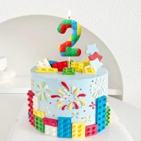 Building Block 3rd Birthday Number Candles, Number 3 Candle Cake Topper Decorations for Building Block Themed Parties, Birthday Cake Candles for Boys Girls Kids Party Supplies - Image 4