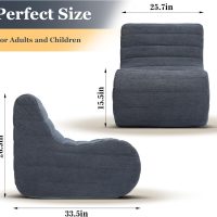Bean Bag Chair, Fireside Bean Bags Lazy Sofa Sack, Big Beanbag Chair Floor Couch, Memory Foam Lounge Chair for Bedroom, Living Room, Office and Home (Gray) - Image 2