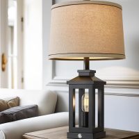 23.75" Retro Farmhouse Black Table Lamp for Living Room Bedroom Nightstand Single Pack Touch Control Bedside Nightlight Vintage Modern Lamp with USB C+A Ports and 2 Light Sources - Image 3