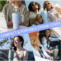 6PCS Cute Straw Cover Cap for Stanley Cup, 10 mm 0.4 in Reusable Cloud Flower Shape Straw Topper - Image 7