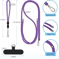 takyu Phone Lanyard, 2 Pack Adjustable Cell Phone Lanyard Crossbody Neck Strap & 2 Pack Wrist Strap with Tether Tabs Compatible for iPhone Android Smartphones- DarkPule Black - Image 3