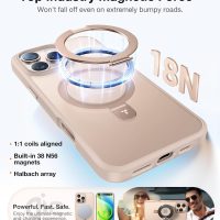 TORRAS Desert Titanium for iPhone 16 Pro Max Case, [Military Grade Drop Tested][Fit for MagSafe] [Built-in Stand] Translucent Slim Soft Edge Case for iPhone 16 Pro Max 6.9" 2024, Rose Gold - Image 4