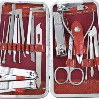 Nail Clippers, Stainless Steel Anti-Splash Nail Clippers, Nail Clippers with Flat Mouth Household File, for Manicure, Pedicure, Women and Men (19 Piece Set Red) - Image 3
