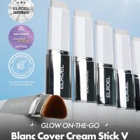 Blanc Cover Cream Stick V White - Korean Color-Changing Foundation Stick with Volufiline - Medium to Full Coverage Dewy Finish Base Makeup - Dual-Ended with Detachable Brush (202 Natural) - Image 2
