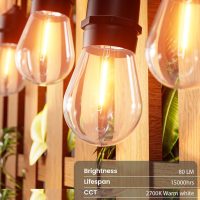Svater Outdoor String Lights Led 105FT, Commercial Grade Patio Lights with 1W Dimmable S14 Shatterproof Bulbs, ETL Listed Heavy-Duty Outside Waterproof Cafe Bistro Market Lighting Warm White - Image 5