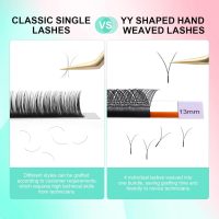 NAGARAKU YY Eyelash Extensions Supplies Y Lash 4D Easy Fan Russian Volume Crisscross YY Eyelashes Handwoven Y Shaped Mesh Wispy Clusters 12 Rows Pre Fanned Eye Lashes Black - 0.07mm D Curl 8-15mm Mix - Image 5