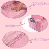 Kids Chairs for Toddler, 2-in-1 Toddler Soft Sherpa Couch Fold Out, Convertible Sofa to Lounger for Girls and Boys, Pink - Image 7