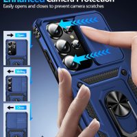 Taisairu for Samsung Galaxy S25 Ultra Case with Screen Protector & Slide Camera Lens Cover, Built-in Magnetic Ring Stand Shockproof Protective Phone Case for Samsung S25 Ultra Case (Blue) - Image 6