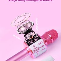 Amazmic Toys for Girls, Kids Karaoke Microphone Toddler Microphone for Kids with Lights, Birthday Gift for Girls, Boys Toy Age 3 4 5 6 7 8+(Light Pink) - Image 2