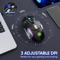 Wireless Gaming Mouse Bluetooth Mouse RGB Rechargeable 2.4G USB Cordless Computer Mice with 7 Color Backlit, 6 Buttons & Silent Click for Laptop, iPad, Mac OS, PC, Windows -Black - Image 4