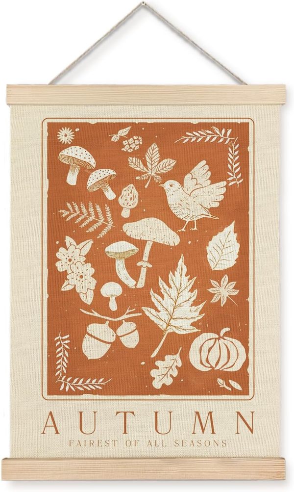 LUVADIAN Fall Wall Decor, Autumn Decor Poster, Neutral Autumn Poster Hanger Frame, Fall Wall Art Posters, Falsl Decorations for Home, Farmhouse Falls Decorations, 12x16 Inches