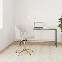Nrizc Velvet Office Desk Chair, Upholstered Home Office Desk Chairs with Adjustable Swivel Wheels, Ergonomic Office Chair for Living Room, Bedroom, Office, Vanity Study (Beige) - Image 2