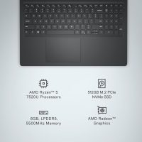 Dell Inspiron 15 3535 Laptop - 15.6-inch FHD (1920 x 1080) Display, AMD Ryzen 5 7520U Processor, 8GB DDR4 RAM, 512GB SSD, AMD Radeon Graphics, Windows 11 Home, 6-Months Migrate - Carbon Black - Image 3