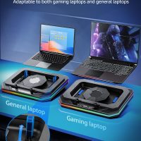 MOUNTUP RGB Laptop Cooling Pad for 13-19 Inch, Max 3500RPM Gaming Laptop Cooler, Cooling Pad Stand with Touch Switch to Control Speed, Laptop Fan Cooling Pad with Powerful 4.72 Inch Turbo Fan - Image 2