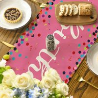 Pink Polka Dot Happy Birthday Table Runner, Seasonal Kitchen Dining Table Decoration for Home Party Decor 13x72 Inch - Image 4