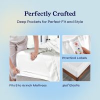 California Design Den Queen Sheet Set - Soft 400 Thread Count Sateen, Natural 100% Cotton Sheets, Deep Pockets with All Around Elastic for a Snug Fit, Cool & Durable Bedding Set - Antique White - Image 4