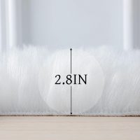 Faux Fur Rug Sheepskin Shag Fluffy Fuzzy White 2x6 ft Runner Rugs for Bedroom Bedside Bed Floor Living Room Plush High-Density Cushion Carpet Super Sofa Cover - Image 3