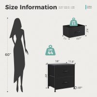 DUMOS Nightstand Small Dresser with 2 Fabric Drawers Side Tables Bedroom End Table Bedside Storage Furniture for 20 inch Tall Night Stand for Entryway, College Dorm, Classic Black - Image 3