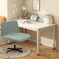 Criss Cross Chair Cover, Waterproof, Stretchable, Solid Jacquard, Suited for Armless/Office/Desk/Mid Back Wide Seat/Computer/Task/Vanity/Accent Chair (Leaves -Shaped Jacquard, Green) - Image 4