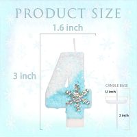Sky Blue Frozen Themed Birthday Candles, Snowflake Number Candles for Kids Adults Birthday Party Supplies, 2.76 inch Number 4 Candle Cake Topper Decorations (Number 4) - Image 2