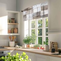 Valances for Windows Watercolor Brown White Graffiti Window Valance Rod Pocket Modern Art Window Treatment Decor Curtain for Kitchen Living Room Bedroom 54" x 18" - Image 2