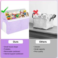 Large Toy Box Storage Organizer with Lid, House Shape Oxford Fabric Collapsible Sturdy Toy Chest Bins Baskets (Purple) - Image 7