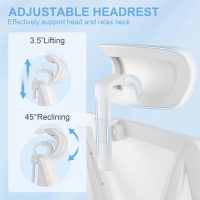 Misolant Ergonomic Office Chair with Footrest, Ergonomic Desk Chair with Adjustable 2D Lumbar Support, High Back Computer Chair with Adjustable Headrest, White Comfortable Leather Office Chairs - Image 3