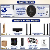 Acoustic Audio AAT1003 Bluetooth Tower 5.1 Home Theater Speaker System with 8" Powered Subwoofer - Image 5