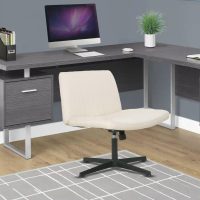 BestOffice Criss Cross Chair Comfy Armless Cross Legged Office Chair No Wheels Desk Chair Wide Adjustable Swivel Computer Task Vanity Chair for Reading, Computer Gaming, Home Office, Vanity (Beige) - Image 2