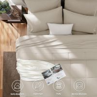 CozyLux Queen Comforter Set Beige, 7 Pieces Bed in a Bag, Beige Comforter Queen Size, All Season Bedding Sets with Stitch Quilted Comforter, Flat Sheet, Fitted Sheet, Pillowcases - Image 2