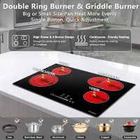 Electric Cooktop 30 inch, ECOTOUCH Built-in Electric Cooktop 4 Burner Stove Top, Radiant Cooktops Stovetop with Kid Safety Lock, Timer, 9 Heating Level, 6800W, 220-240V for Hard Wire(No Plug) - Image 4