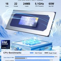 Beelink GTI14 AI Mini PC, Intel Core Ultra 9 185H (16T/22C, up to 5.1GHz), 64GB DDR5 2TB PCIe4.0 SSD Mini Desktop Computer, Dual 2.5G LAN/Fingerprint Sensor/WiFi 7/ BT5.4/USB4.0/ 145W PSU Gaming PC - Image 3