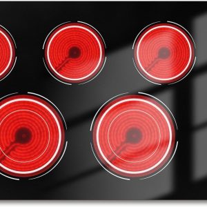 Electric Cooktop 36 Inch - 5 Burner Electric Stove Top with 8400W, 36 Inches Built-in Ceramic Stove with Two Dual Rings, Overheat Indicator, Knob Control, 220V - 240V Hard Wired (No Plug)