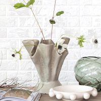 Bloomingville Stoneware Ruffled Vase, Sage - Image 8