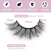False Eyelashes 14mm Faux 3D Mink Lashes Natural Look Cat Eye Wispy Lashes Pack by Kiromiro, 14 Pairs - Image 2