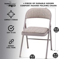 MECO 4-Pack Steel Frame Folding Dining & Event Chairs, Chicory Lace Motif Upholstery, Beige - Foldable Seating with Cushioned Seat and Padded Back for Kitchen, Parties or Game Tables - Image 5