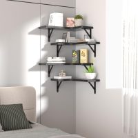 Corner Floating Shelves Wall Mounted Set of 4, Rustic Wood Storage Display Wall Shelves for Home Decor, Bathroom, Kitchen, Bedroom, Living Room, Office (Black) - Image 7