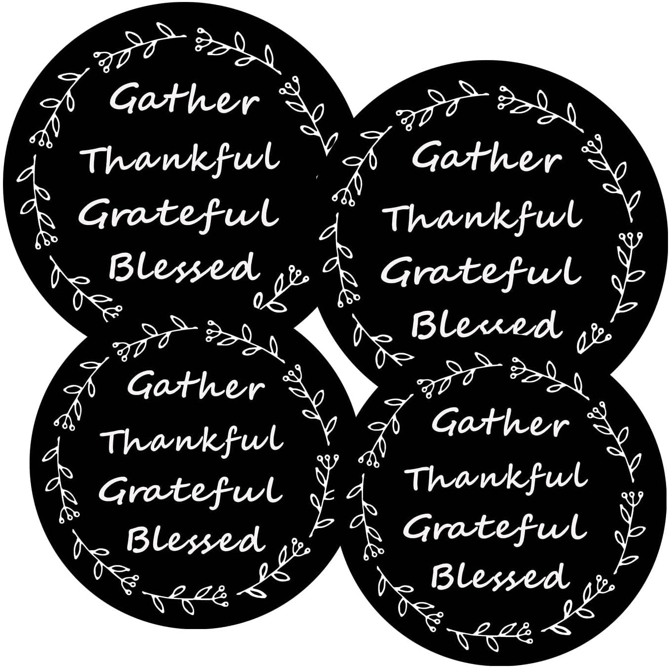 Burner Covers for Electric Stove (Black Thankful Gather Grateful Blessed, Round D8/10‘’)