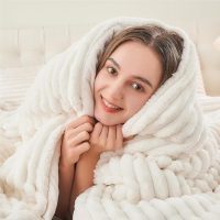 BEDELITE Fleece Queen Comforter Set -Super Soft & Warm Fluffy Cream White Bedding, Luxury Fuzzy Heavy Bed Set for Winter with 2 Pillow Cases - Image 4