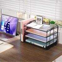gianotter 4-Tier Paper Organizer With Magazine Holder, Desk Organizers and Accessories, Desk Accessories & Workspace Organizers, File Organizer for Office Supplies Storag (Black) - Image 4