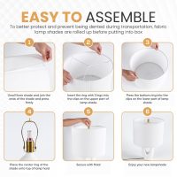 Linen Drum Lamp Shade - Heather White - 13" x 13" x 10" - Easy Installation & Versatile Home Decor | Round Shade for Table & Desk Lamps - ASSEMBLY REQUIRED - Image 2