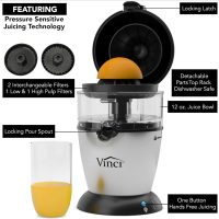 Vinci Hands Free Electric Citrus Juicer, 1-Button Juicer Machine, Orange Lime Grapefruit Lemon Squeezer, Easy to Clean Orange Juicer Squeezer, Black/Stainless Steel - Image 5