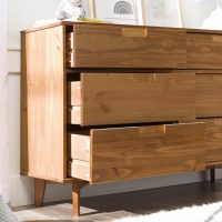 Walker Edison Sloane 6-Drawer Groove Handle Solid Wood Dresser, 52 Inch, Caramel - Image 6
