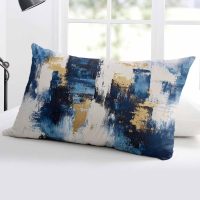 Rustic Blue Gold Pillowcases, Abstract Neutral Brush Strokes Artwork Soft Bed Throw Pillow Covers Case, Decorative Pillow Sham Cushion Cover with Hidden Zipper for Bed Sofa Couch, 20"x26" - Image 5