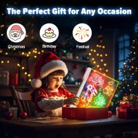16-Inch Rechargeable Doodle Glow LED Note Board, 7-Color Light Modes, Neon Art Dry Erase Light Up Drawing Pad with Built-in Stand, Sketching Gift Toy for Kids/Girls/Teens, 5 Markers & Tracing Book - Image 6