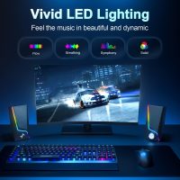 Computer Speakers, PC Speakers with 6 Lighting Modes, USB Powered Computer Speakers for Desktop Monitor with 2 Bass-Boost Ports, 2 Speaker Units, and 3.5mm Aux-in Cable for PC, Laptop, Tablet, Phone - Image 4